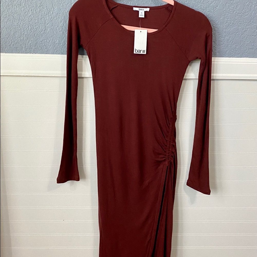 Bar III  Ruched Ribbed Long Sleeve Tunic Top - Picture 2 of 5